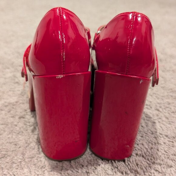 Steve Madden Cherry Red Women's Twice Mary Jane Platform Pinup Pumps High Heels - Picture 4 of 5
